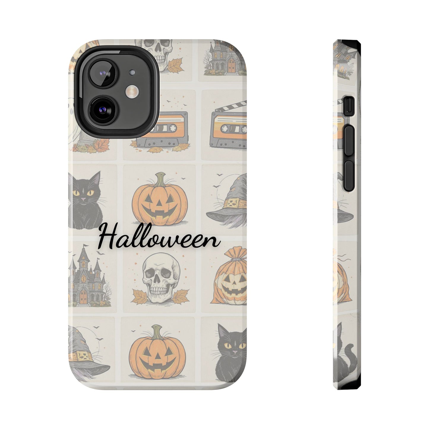 Halloween Phone Case, Spooky Cell Phone Cover, Cute Tough Case for Fall, Perfect for Halloween Lovers, Gift for Her, Cat and Pumpkin Design