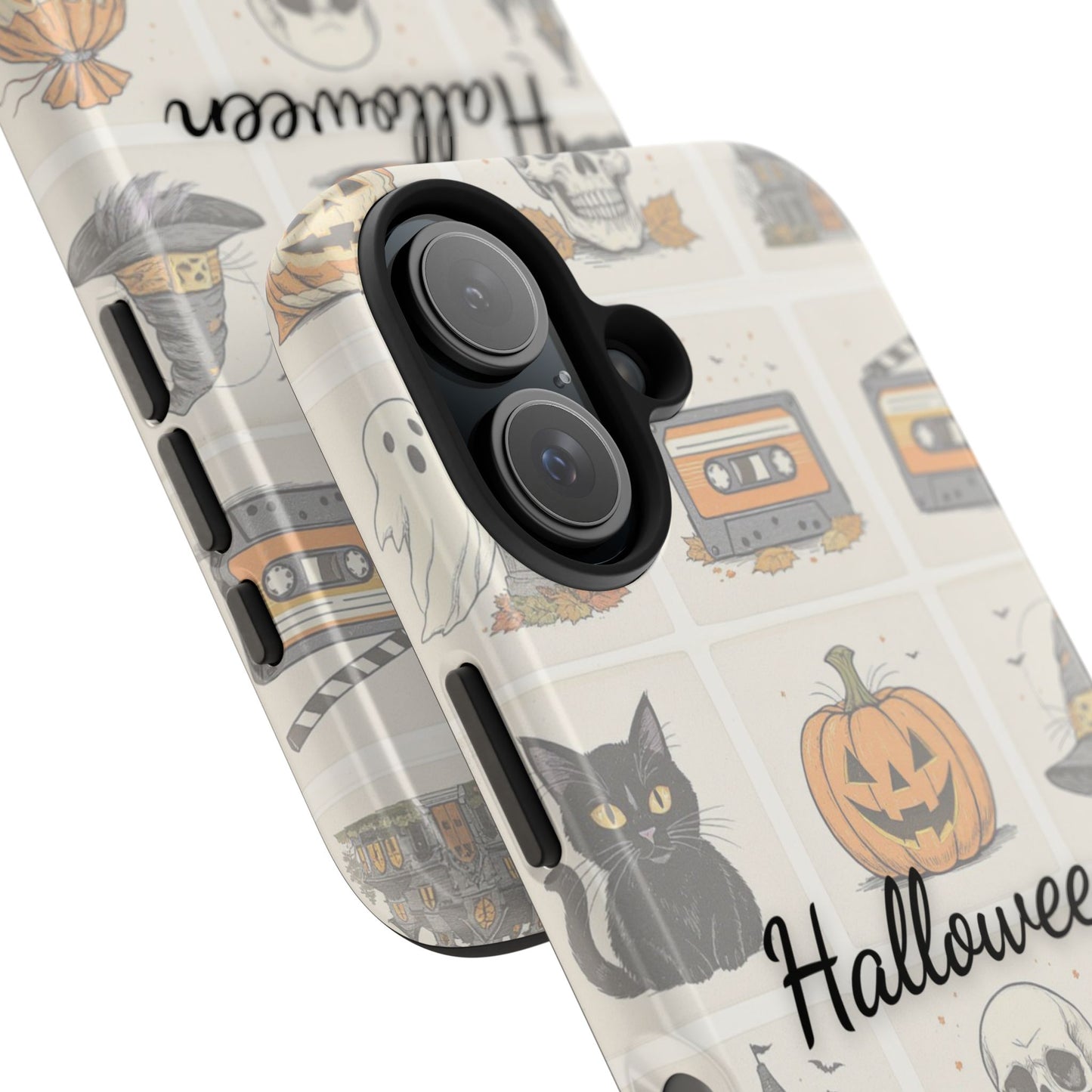 Halloween Phone Case, Spooky Cell Phone Cover, Cute Tough Case for Fall, Perfect for Halloween Lovers, Gift for Her, Cat and Pumpkin Design