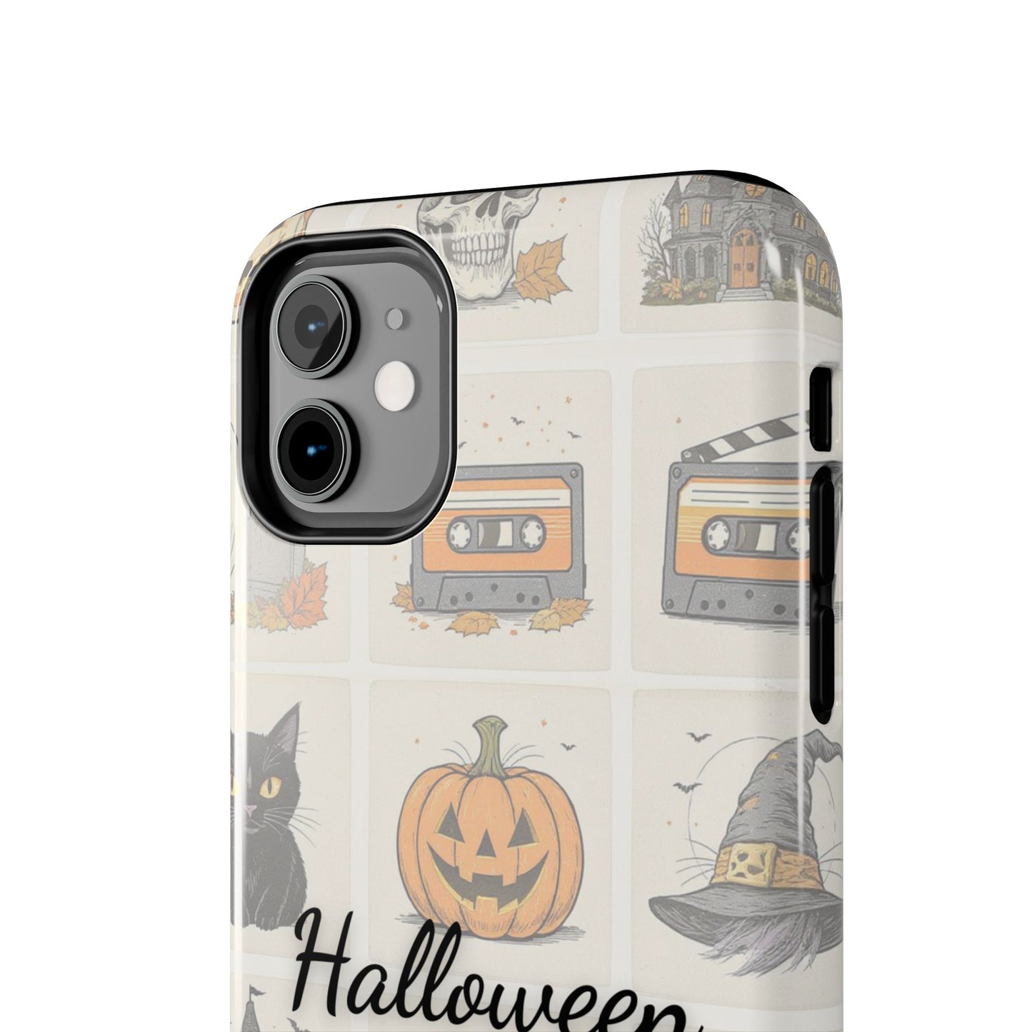 Halloween Phone Case, Spooky Cell Phone Cover, Cute Tough Case for Fall, Perfect for Halloween Lovers, Gift for Her, Cat and Pumpkin Design