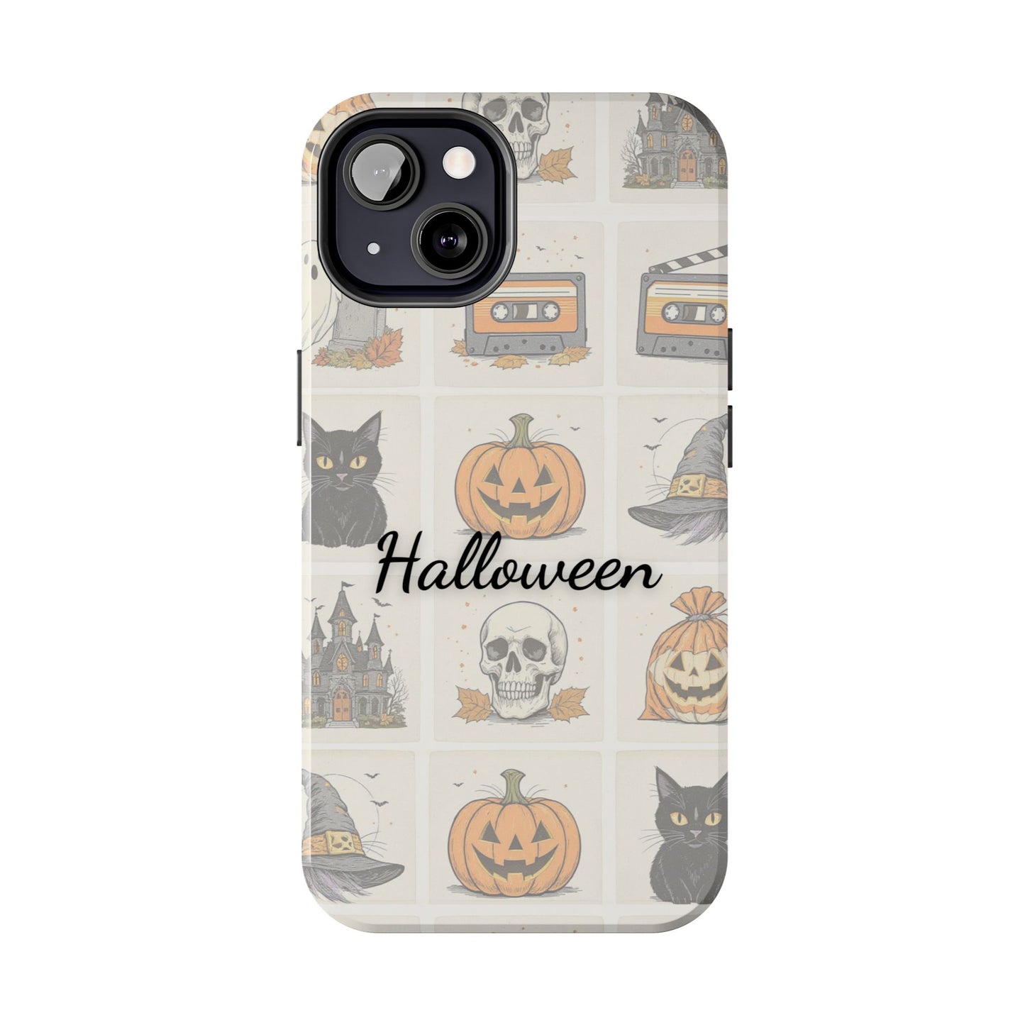 Halloween Phone Case, Spooky Cell Phone Cover, Cute Tough Case for Fall, Perfect for Halloween Lovers, Gift for Her, Cat and Pumpkin Design
