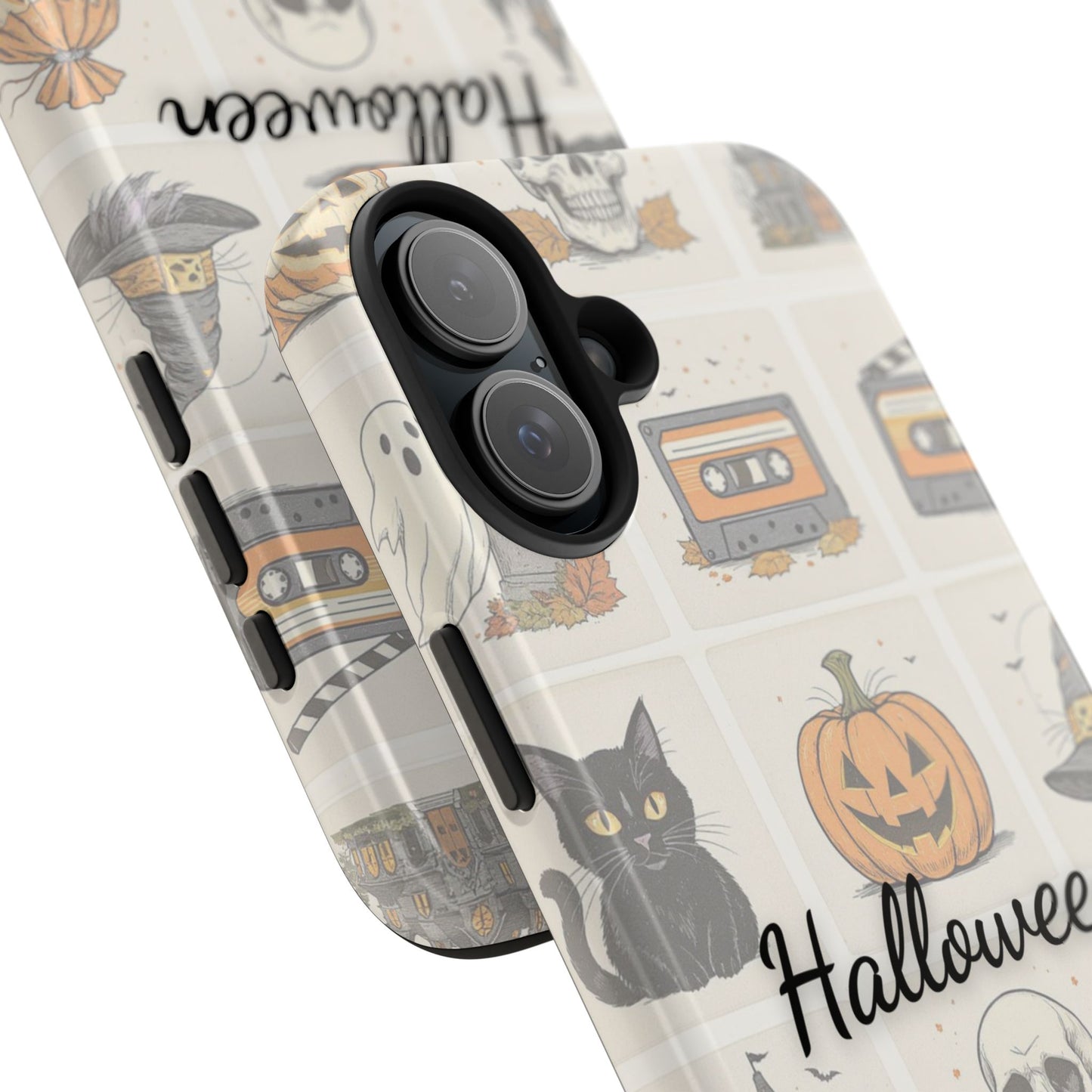 Halloween Phone Case, Spooky Cell Phone Cover, Cute Tough Case for Fall, Perfect for Halloween Lovers, Gift for Her, Cat and Pumpkin Design