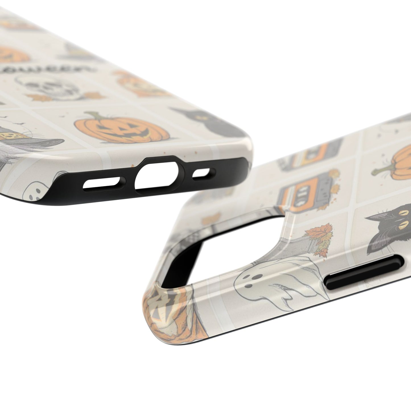 Halloween Phone Case, Spooky Cell Phone Cover, Cute Tough Case for Fall, Perfect for Halloween Lovers, Gift for Her, Cat and Pumpkin Design