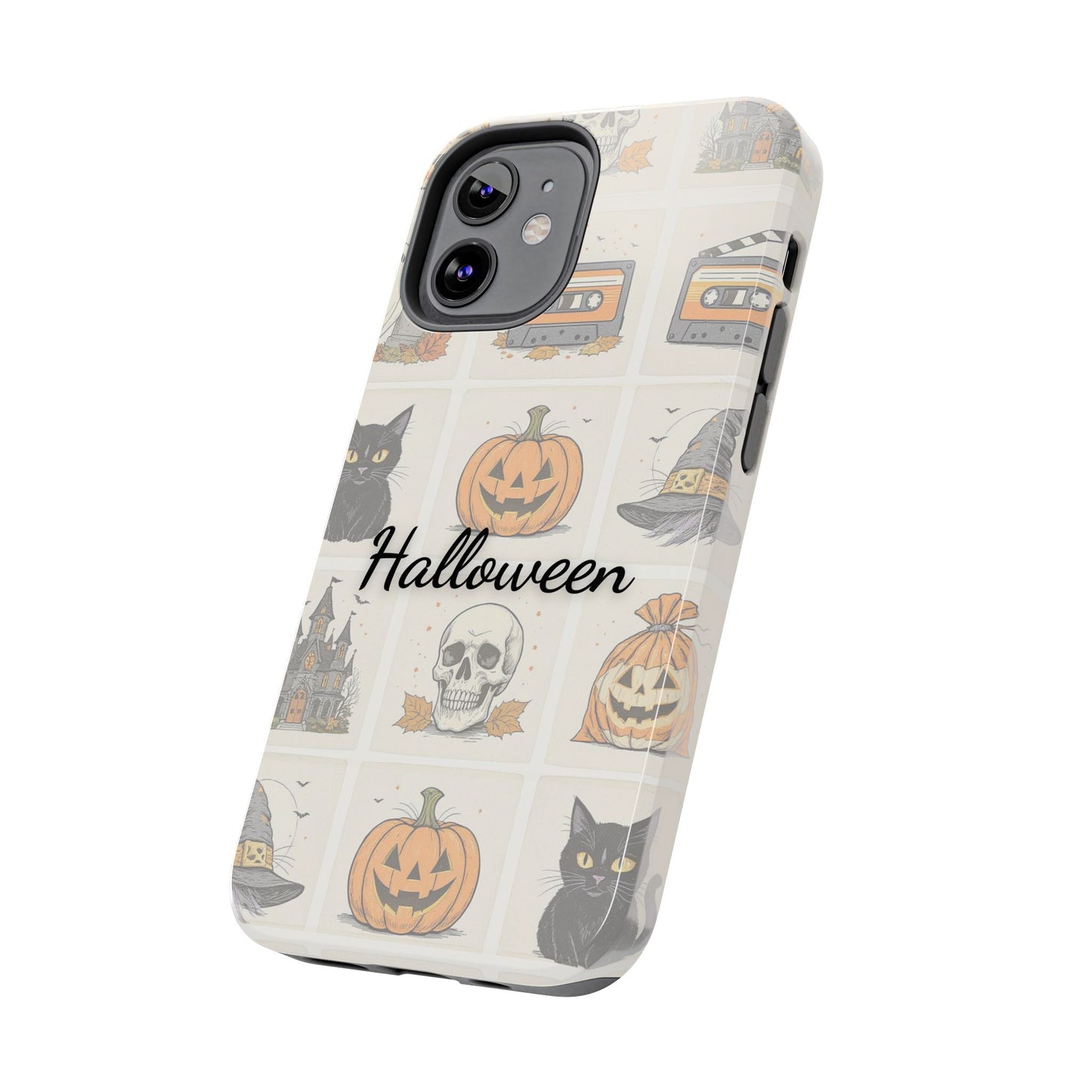 Halloween Phone Case, Spooky Cell Phone Cover, Cute Tough Case for Fall, Perfect for Halloween Lovers, Gift for Her, Cat and Pumpkin Design