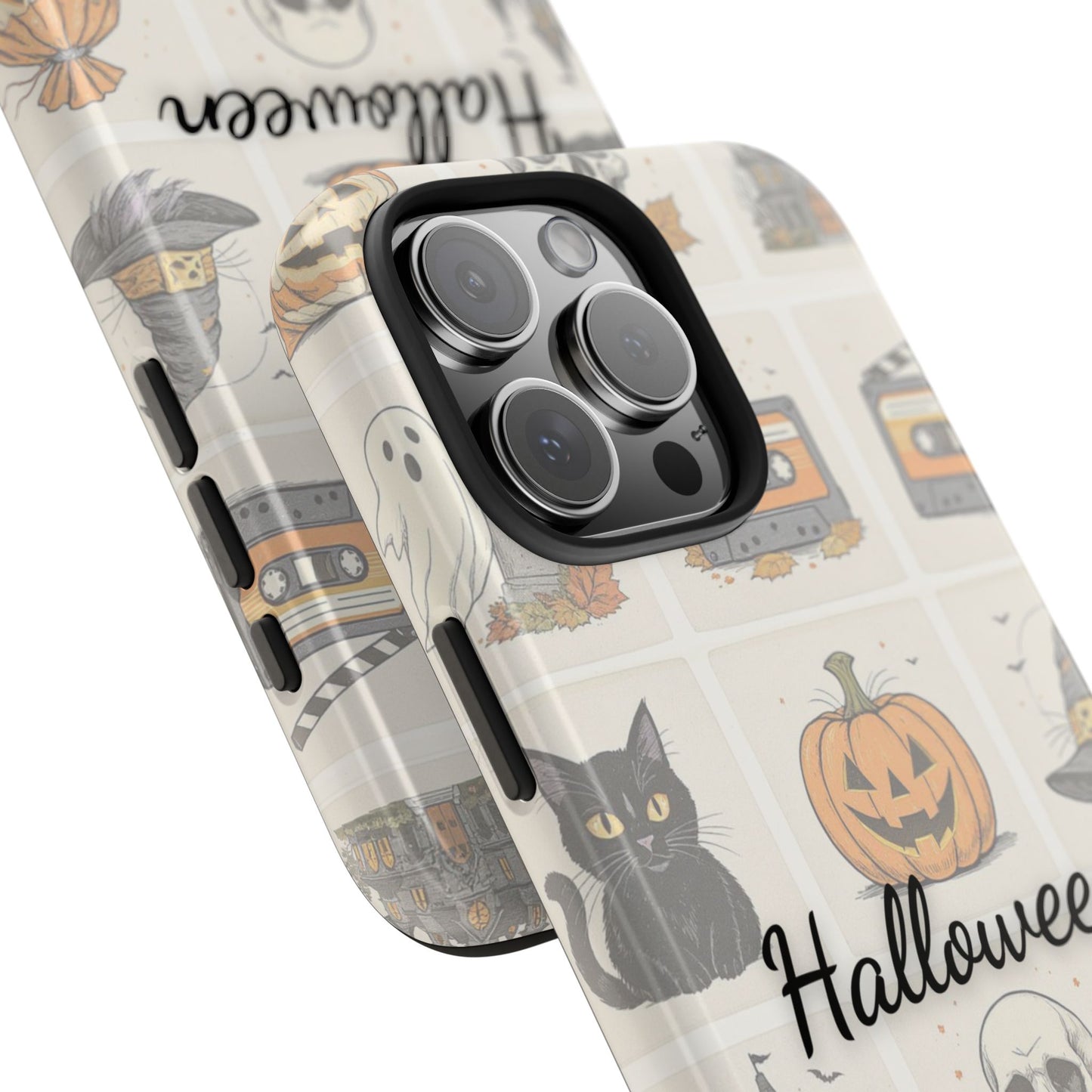 Halloween Phone Case, Spooky Cell Phone Cover, Cute Tough Case for Fall, Perfect for Halloween Lovers, Gift for Her, Cat and Pumpkin Design