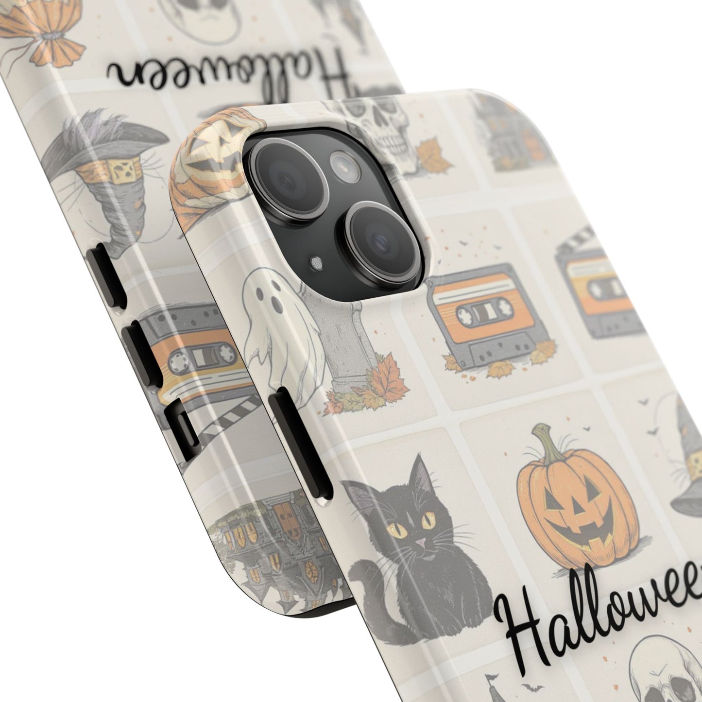 Halloween Phone Case, Spooky Cell Phone Cover, Cute Tough Case for Fall, Perfect for Halloween Lovers, Gift for Her, Cat and Pumpkin Design