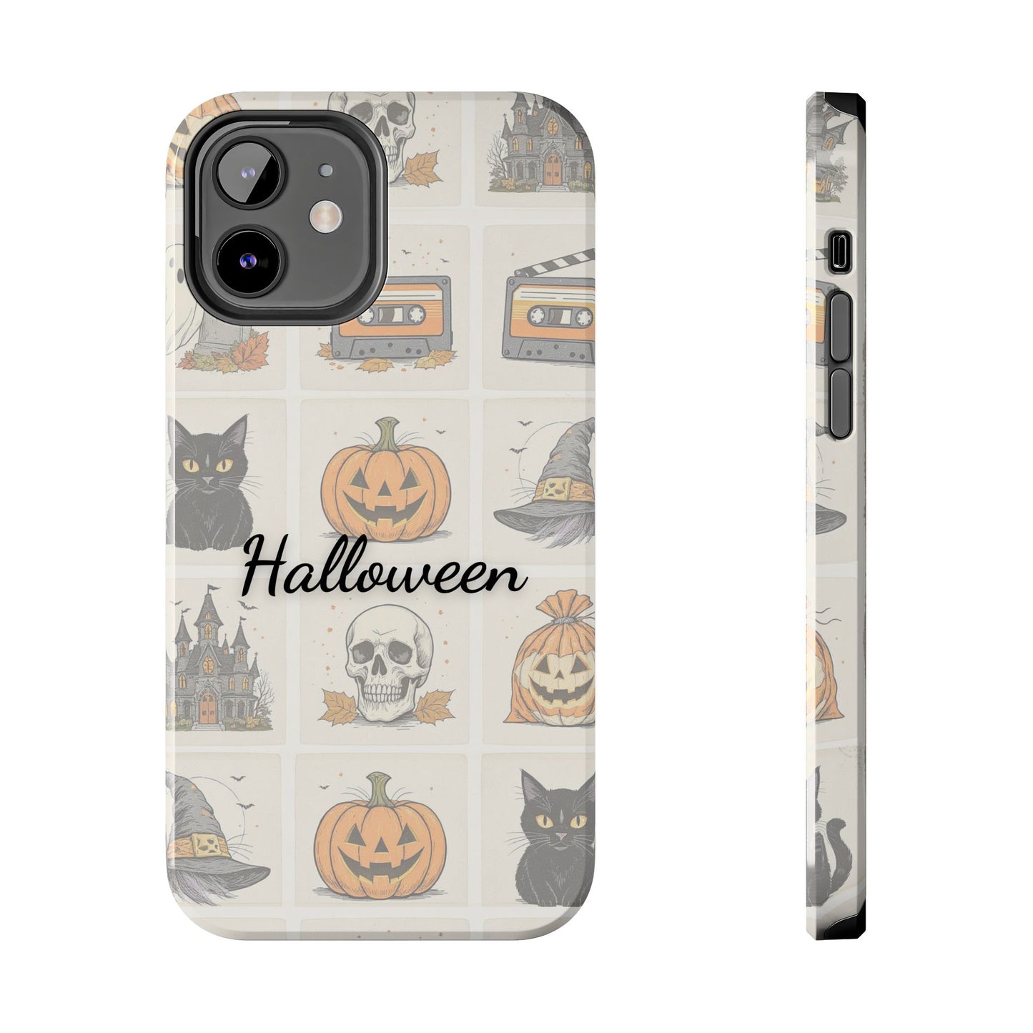 Halloween Phone Case, Spooky Cell Phone Cover, Cute Tough Case for Fall, Perfect for Halloween Lovers, Gift for Her, Cat and Pumpkin Design