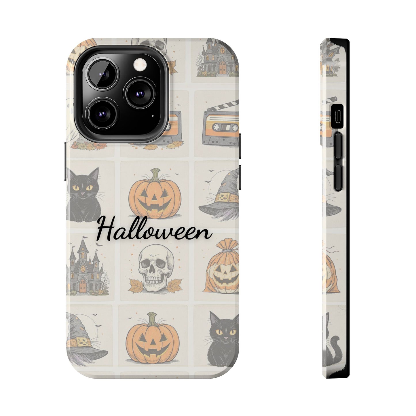Halloween Phone Case, Spooky Cell Phone Cover, Cute Tough Case for Fall, Perfect for Halloween Lovers, Gift for Her, Cat and Pumpkin Design