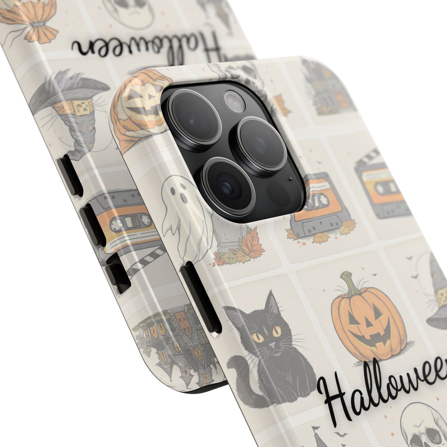 Halloween Phone Case, Spooky Cell Phone Cover, Cute Tough Case for Fall, Perfect for Halloween Lovers, Gift for Her, Cat and Pumpkin Design