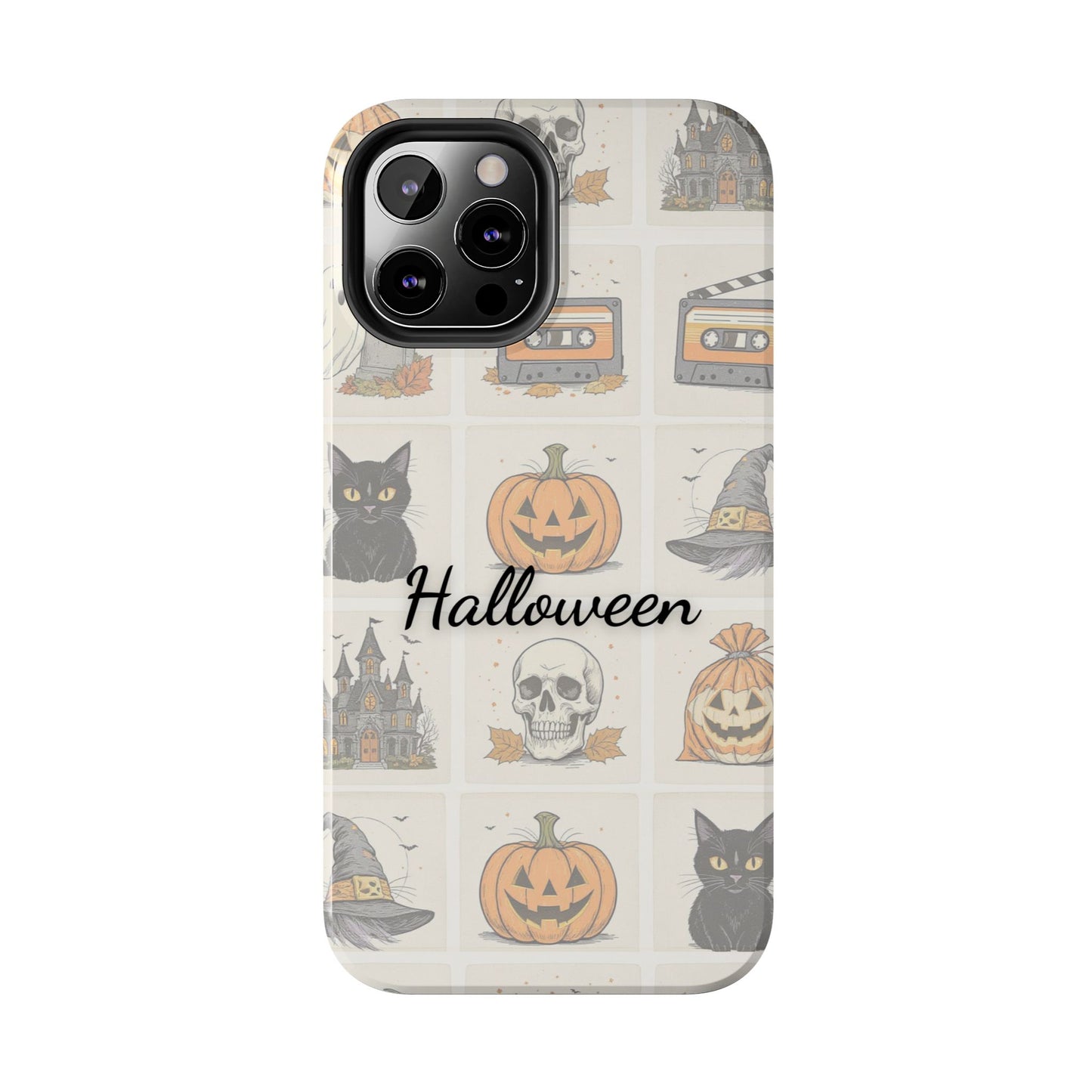 Halloween Phone Case, Spooky Cell Phone Cover, Cute Tough Case for Fall, Perfect for Halloween Lovers, Gift for Her, Cat and Pumpkin Design