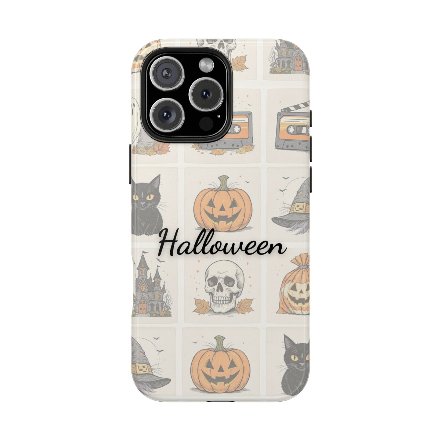 Halloween Phone Case, Spooky Cell Phone Cover, Cute Tough Case for Fall, Perfect for Halloween Lovers, Gift for Her, Cat and Pumpkin Design