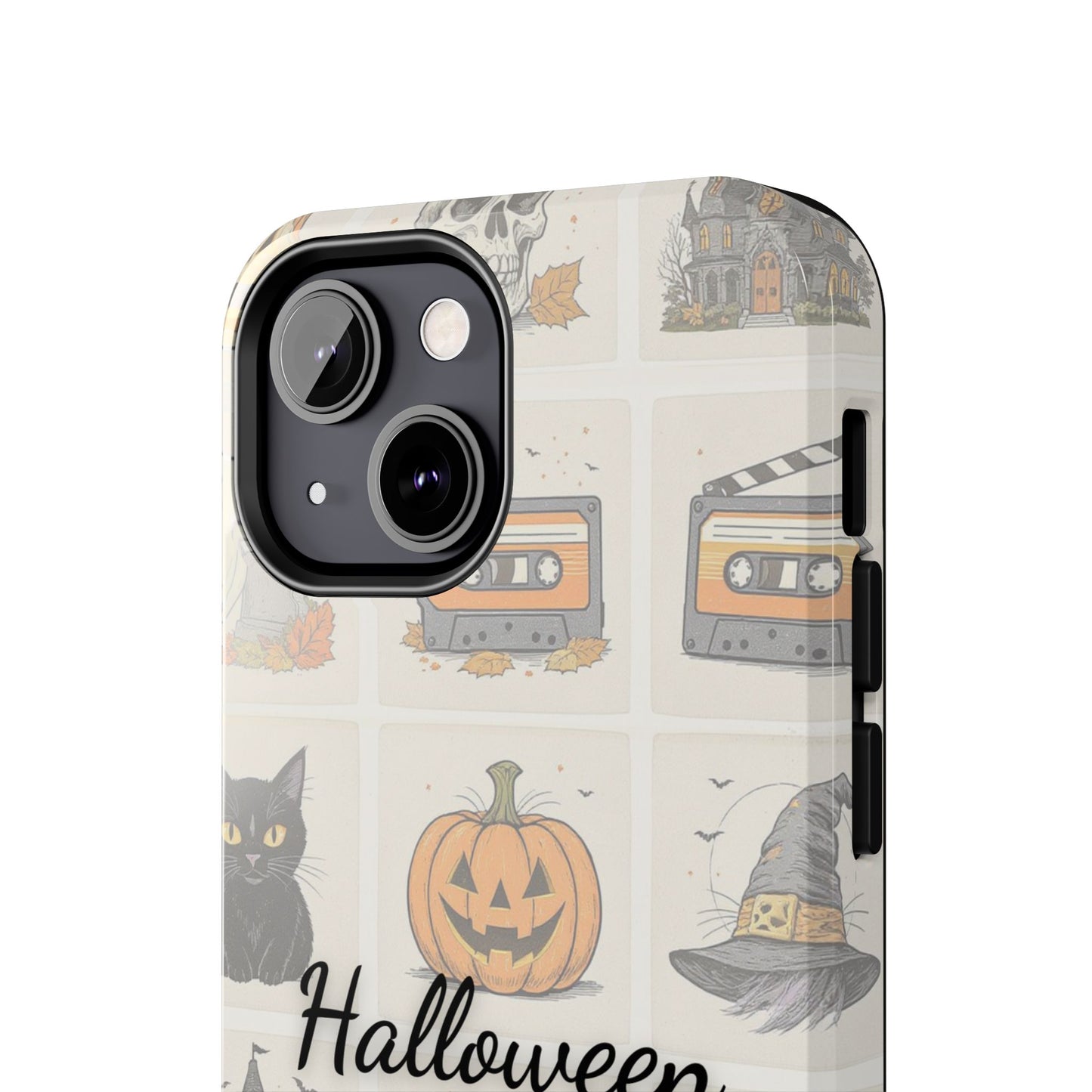 Halloween Phone Case, Spooky Cell Phone Cover, Cute Tough Case for Fall, Perfect for Halloween Lovers, Gift for Her, Cat and Pumpkin Design