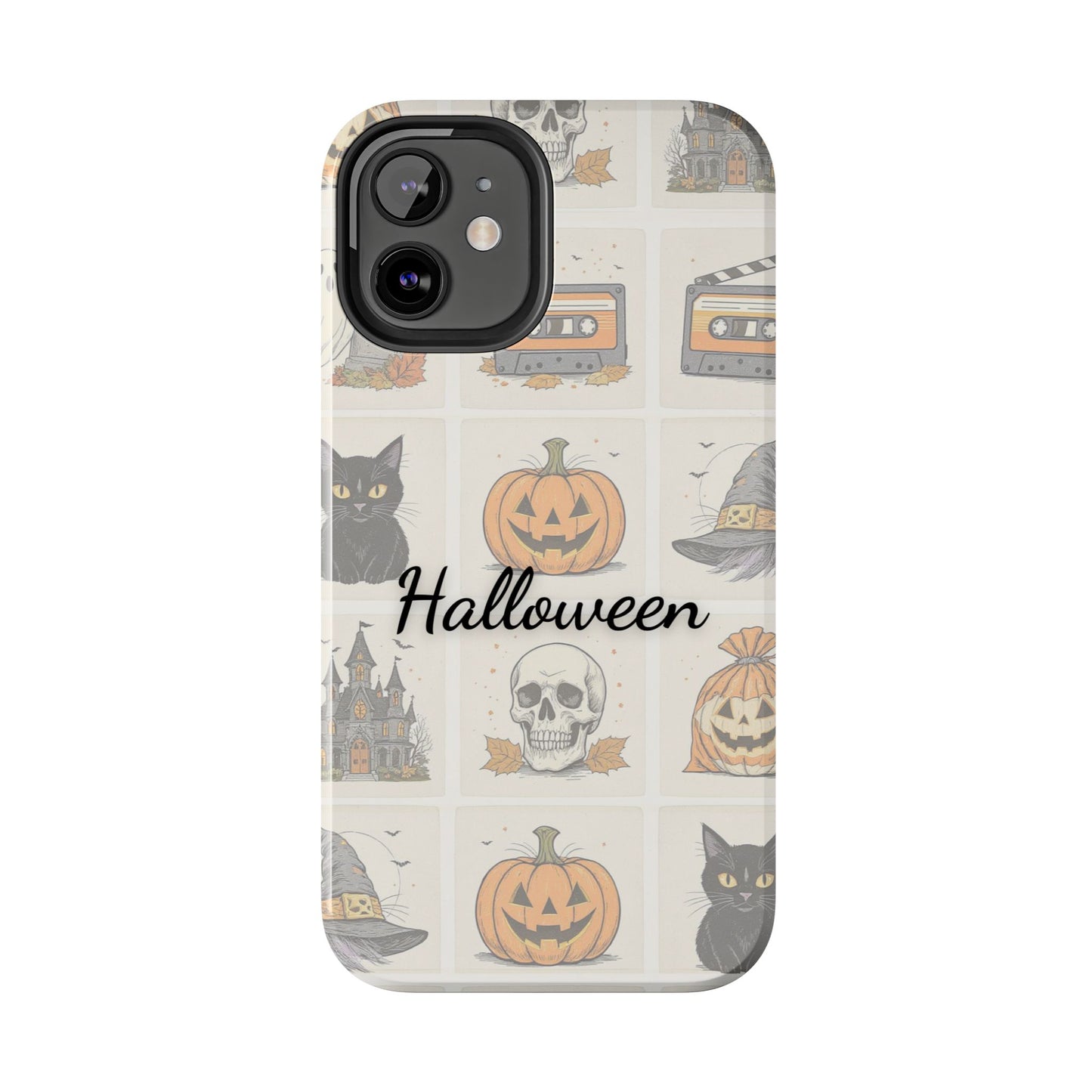 Halloween Phone Case, Spooky Cell Phone Cover, Cute Tough Case for Fall, Perfect for Halloween Lovers, Gift for Her, Cat and Pumpkin Design