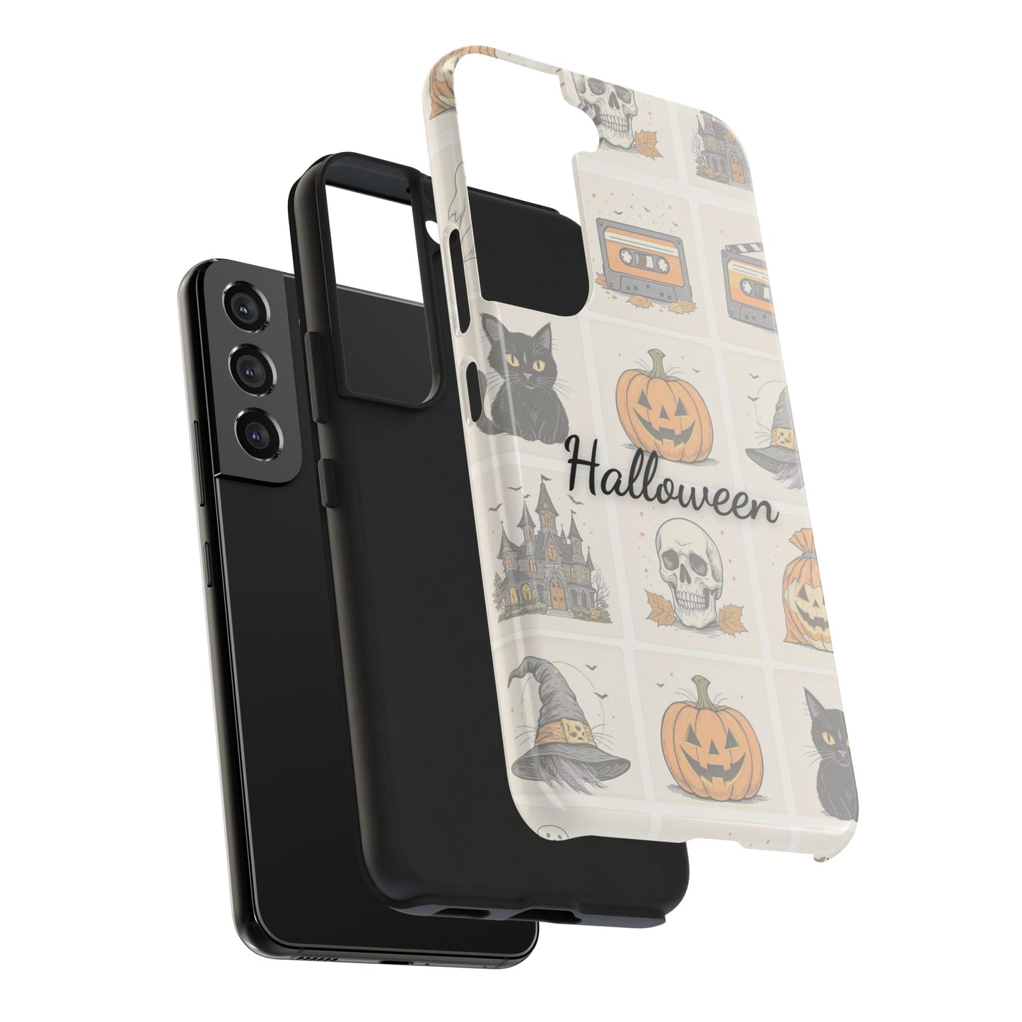 Halloween Phone Case, Spooky Cell Phone Cover, Cute Tough Case for Fall, Perfect for Halloween Lovers, Gift for Her, Cat and Pumpkin Design