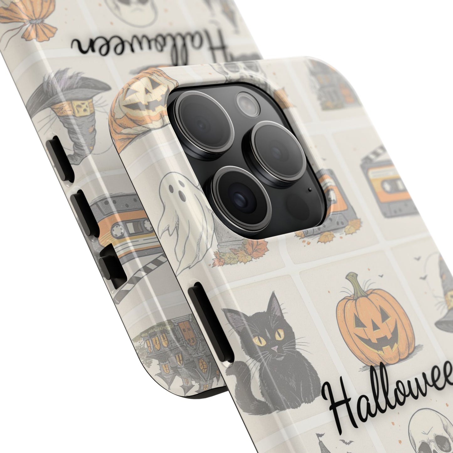 Halloween Phone Case, Spooky Cell Phone Cover, Cute Tough Case for Fall, Perfect for Halloween Lovers, Gift for Her, Cat and Pumpkin Design