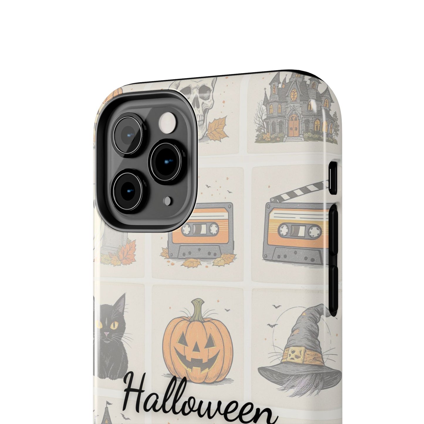 Halloween Phone Case, Spooky Cell Phone Cover, Cute Tough Case for Fall, Perfect for Halloween Lovers, Gift for Her, Cat and Pumpkin Design
