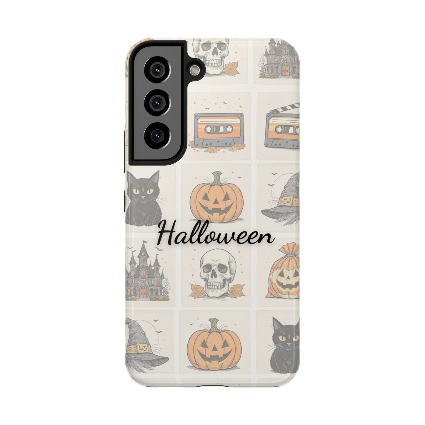 Halloween Phone Case, Spooky Cell Phone Cover, Cute Tough Case for Fall, Perfect for Halloween Lovers, Gift for Her, Cat and Pumpkin Design