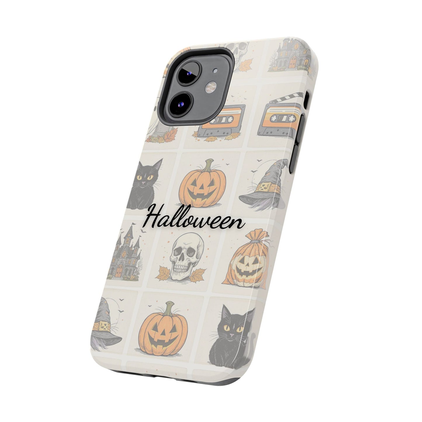Halloween Phone Case, Spooky Cell Phone Cover, Cute Tough Case for Fall, Perfect for Halloween Lovers, Gift for Her, Cat and Pumpkin Design
