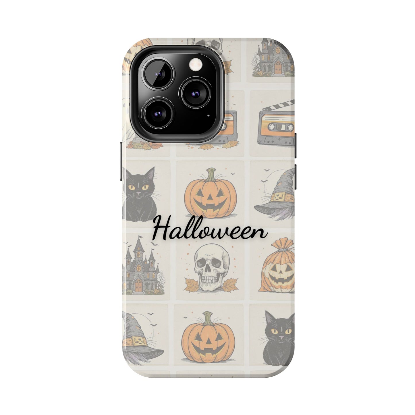 Halloween Phone Case, Spooky Cell Phone Cover, Cute Tough Case for Fall, Perfect for Halloween Lovers, Gift for Her, Cat and Pumpkin Design