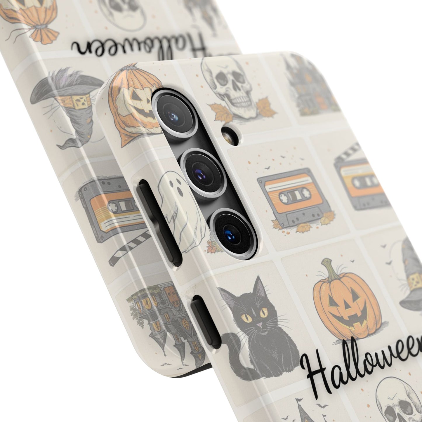 Halloween Phone Case, Spooky Cell Phone Cover, Cute Tough Case for Fall, Perfect for Halloween Lovers, Gift for Her, Cat and Pumpkin Design