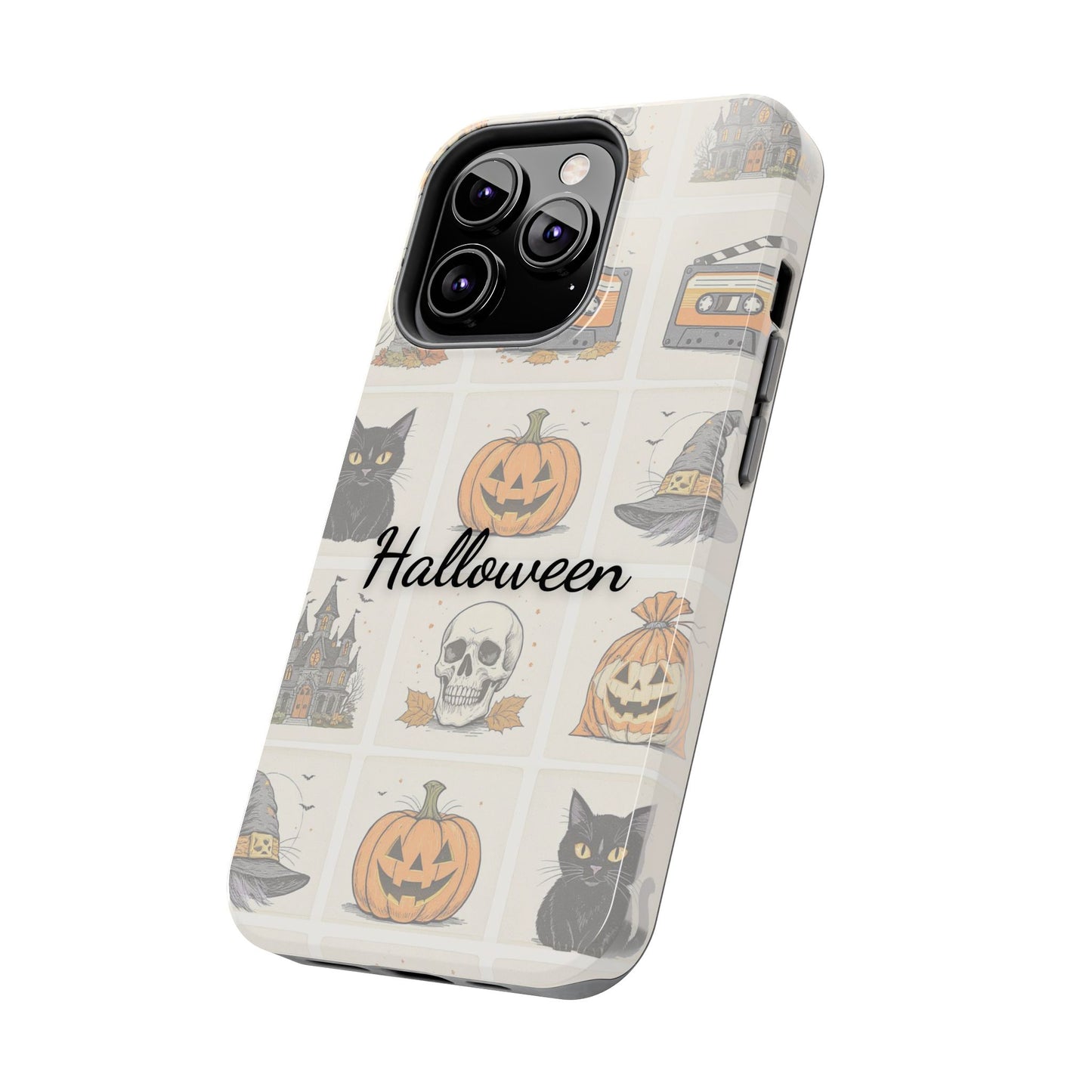 Halloween Phone Case, Spooky Cell Phone Cover, Cute Tough Case for Fall, Perfect for Halloween Lovers, Gift for Her, Cat and Pumpkin Design