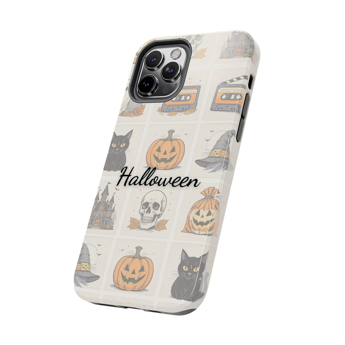 Halloween Phone Case, Spooky Cell Phone Cover, Cute Tough Case for Fall, Perfect for Halloween Lovers, Gift for Her, Cat and Pumpkin Design