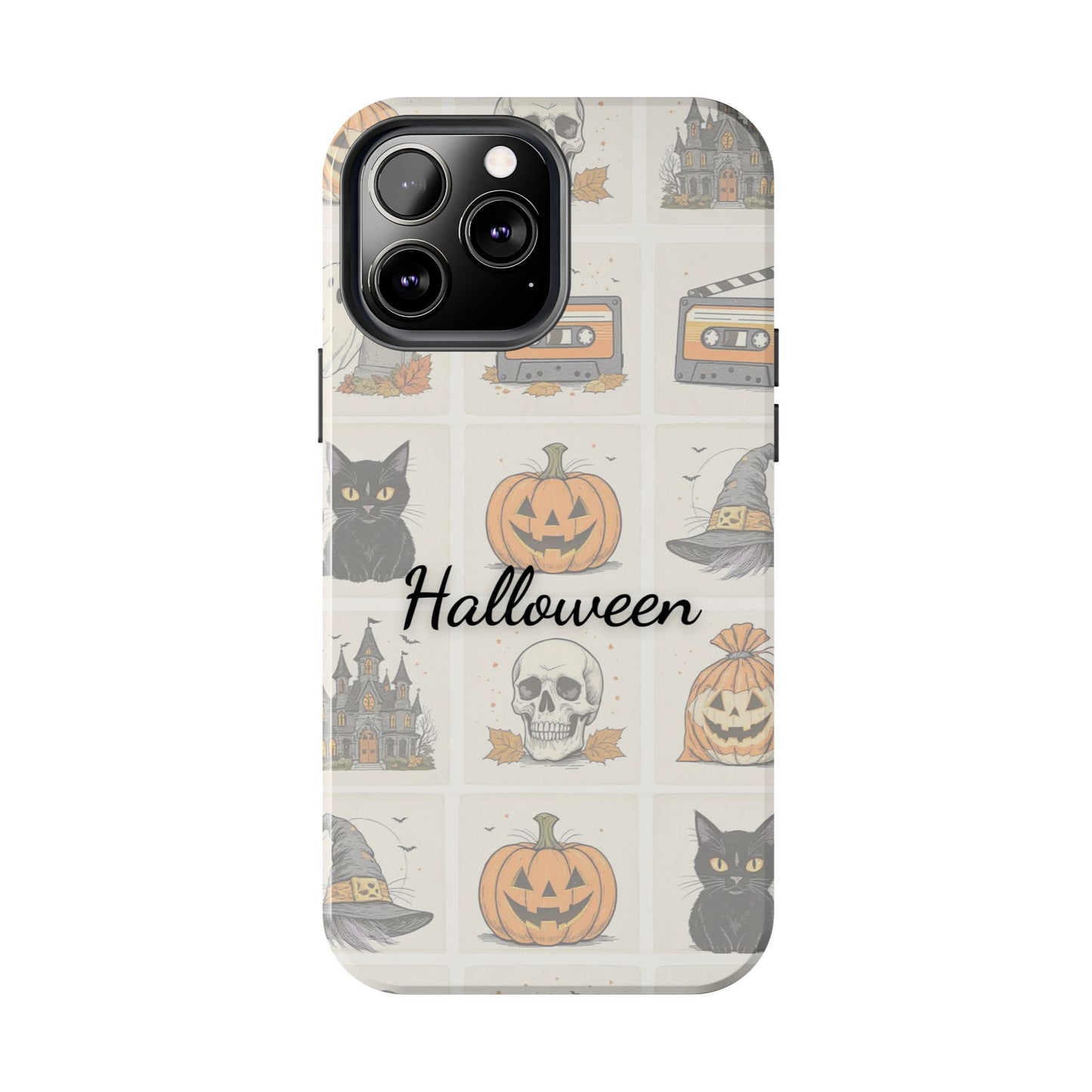Halloween Phone Case, Spooky Cell Phone Cover, Cute Tough Case for Fall, Perfect for Halloween Lovers, Gift for Her, Cat and Pumpkin Design