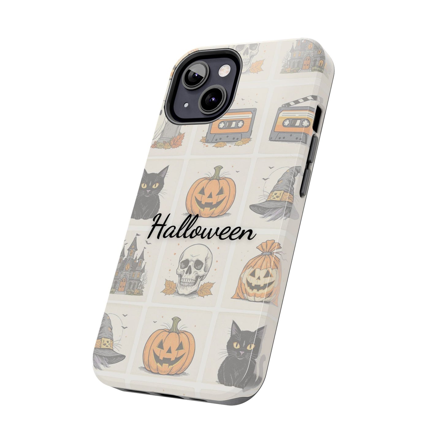 Halloween Phone Case, Spooky Cell Phone Cover, Cute Tough Case for Fall, Perfect for Halloween Lovers, Gift for Her, Cat and Pumpkin Design