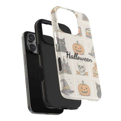 Halloween Phone Case, Spooky Cell Phone Cover, Cute Tough Case for Fall, Perfect for Halloween Lovers, Gift for Her, Cat and Pumpkin Design
