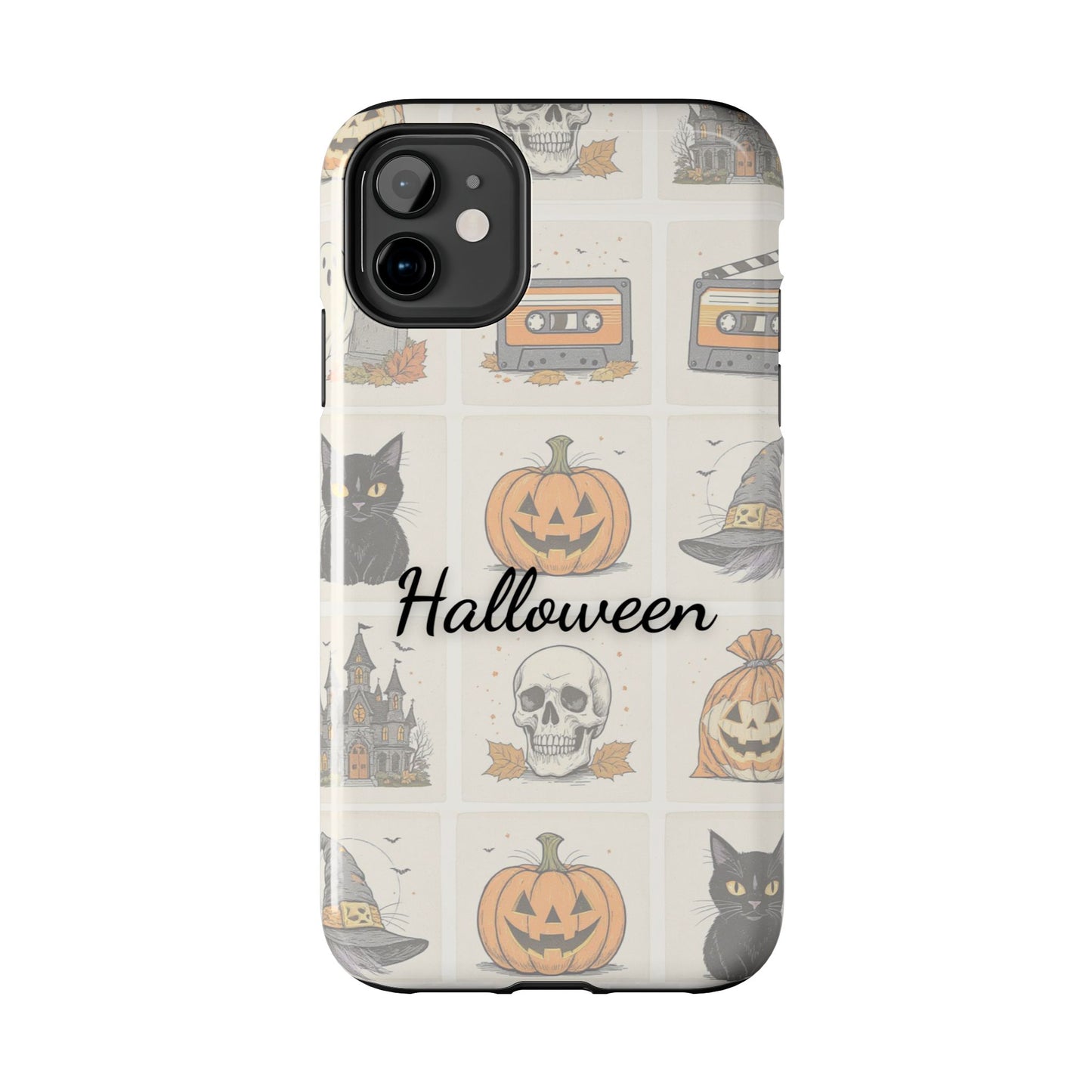 Halloween Phone Case, Spooky Cell Phone Cover, Cute Tough Case for Fall, Perfect for Halloween Lovers, Gift for Her, Cat and Pumpkin Design