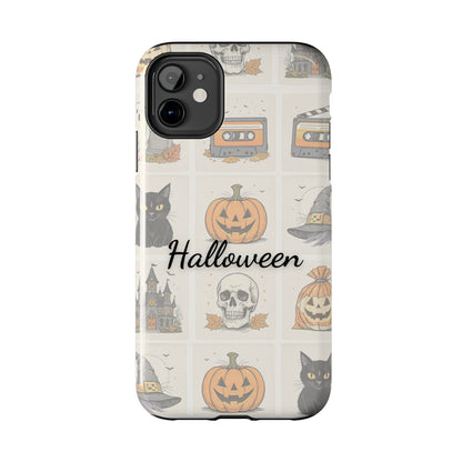Halloween Phone Case, Spooky Cell Phone Cover, Cute Tough Case for Fall, Perfect for Halloween Lovers, Gift for Her, Cat and Pumpkin Design