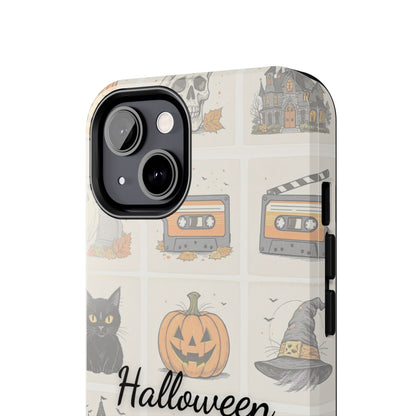Halloween Phone Case, Spooky Cell Phone Cover, Cute Tough Case for Fall, Perfect for Halloween Lovers, Gift for Her, Cat and Pumpkin Design
