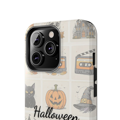 Halloween Phone Case, Spooky Cell Phone Cover, Cute Tough Case for Fall, Perfect for Halloween Lovers, Gift for Her, Cat and Pumpkin Design