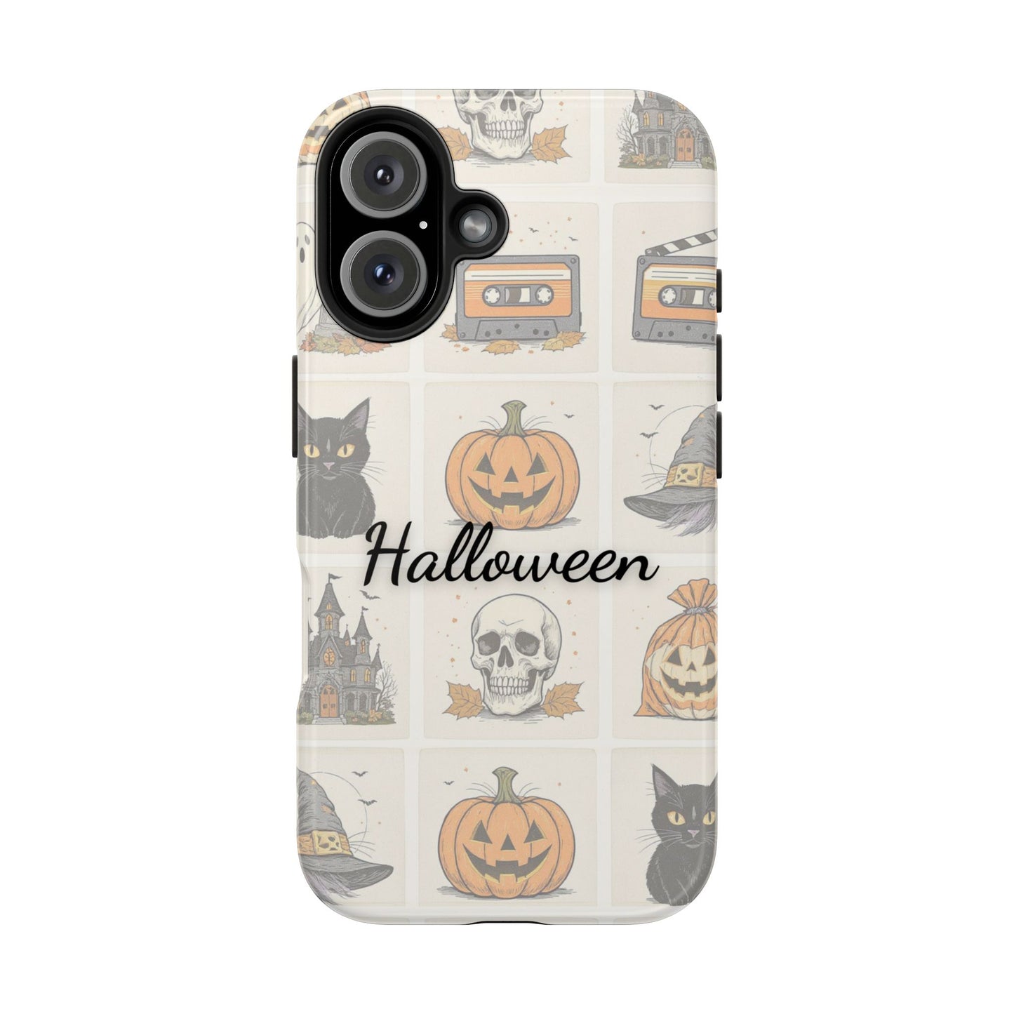 Halloween Phone Case, Spooky Cell Phone Cover, Cute Tough Case for Fall, Perfect for Halloween Lovers, Gift for Her, Cat and Pumpkin Design
