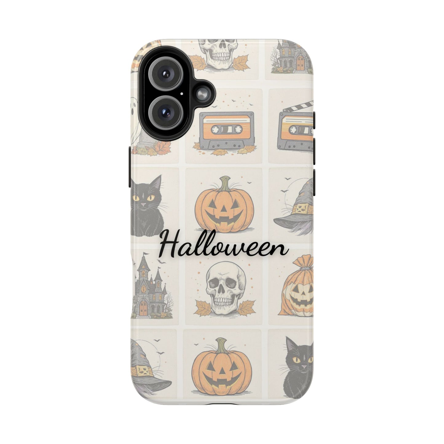 Halloween Phone Case, Spooky Cell Phone Cover, Cute Tough Case for Fall, Perfect for Halloween Lovers, Gift for Her, Cat and Pumpkin Design
