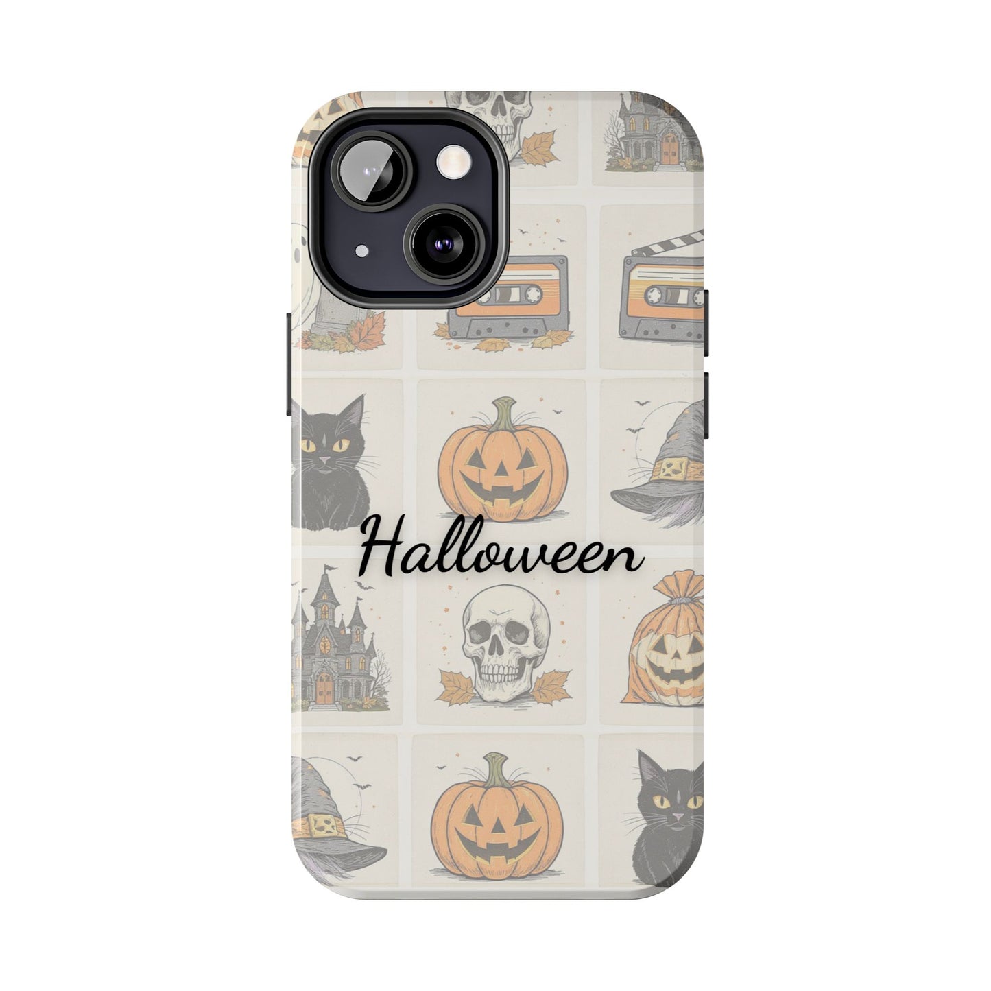 Halloween Phone Case, Spooky Cell Phone Cover, Cute Tough Case for Fall, Perfect for Halloween Lovers, Gift for Her, Cat and Pumpkin Design