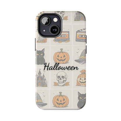 Halloween Phone Case, Spooky Cell Phone Cover, Cute Tough Case for Fall, Perfect for Halloween Lovers, Gift for Her, Cat and Pumpkin Design