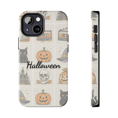 Halloween Phone Case, Spooky Cell Phone Cover, Cute Tough Case for Fall, Perfect for Halloween Lovers, Gift for Her, Cat and Pumpkin Design