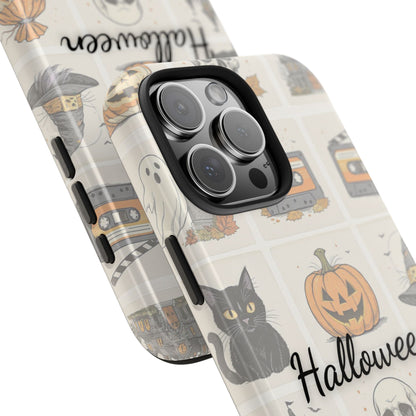 Halloween Phone Case, Spooky Cell Phone Cover, Cute Tough Case for Fall, Perfect for Halloween Lovers, Gift for Her, Cat and Pumpkin Design