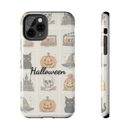 Halloween Phone Case, Spooky Cell Phone Cover, Cute Tough Case for Fall, Perfect for Halloween Lovers, Gift for Her, Cat and Pumpkin Design