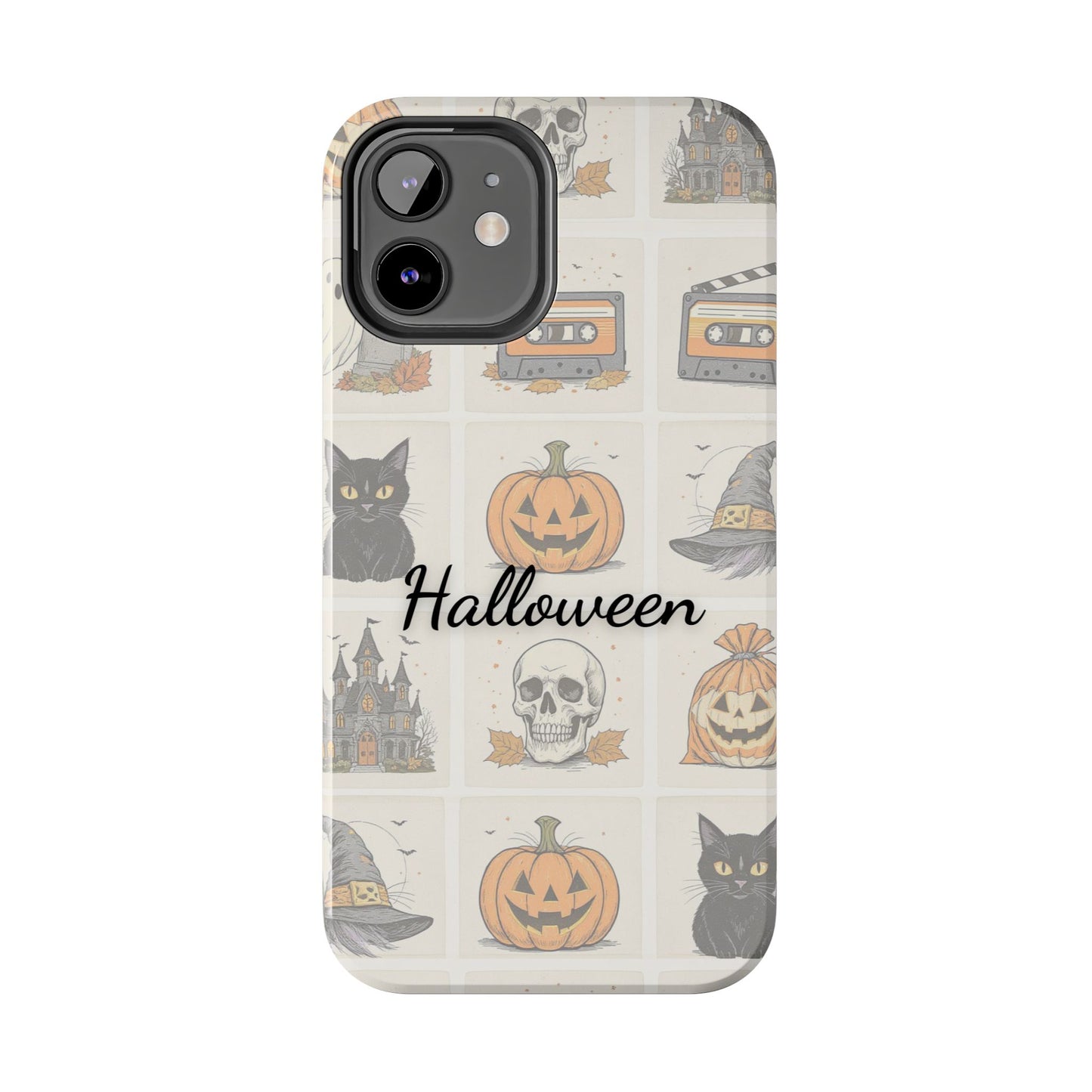 Halloween Phone Case, Spooky Cell Phone Cover, Cute Tough Case for Fall, Perfect for Halloween Lovers, Gift for Her, Cat and Pumpkin Design