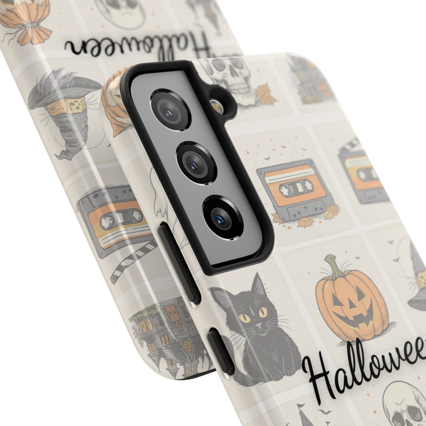 Halloween Phone Case, Spooky Cell Phone Cover, Cute Tough Case for Fall, Perfect for Halloween Lovers, Gift for Her, Cat and Pumpkin Design