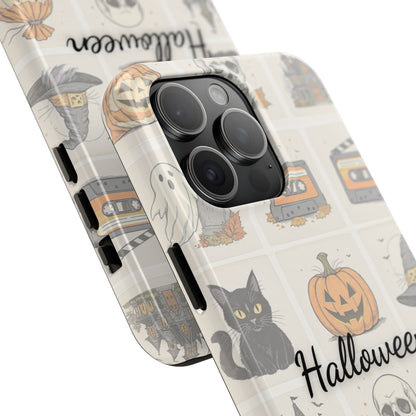 Halloween Phone Case, Spooky Cell Phone Cover, Cute Tough Case for Fall, Perfect for Halloween Lovers, Gift for Her, Cat and Pumpkin Design