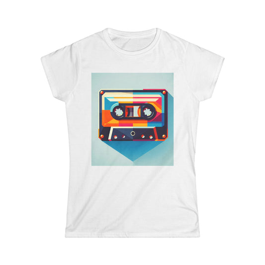 Retro Cassette Women's Tee, Vintage Music T-Shirt, Nostalgic Graphic Tee, Gift for Music Lovers, Casual Wear for Band Fans