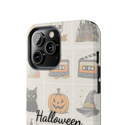 Halloween Phone Case, Spooky Cell Phone Cover, Cute Tough Case for Fall, Perfect for Halloween Lovers, Gift for Her, Cat and Pumpkin Design