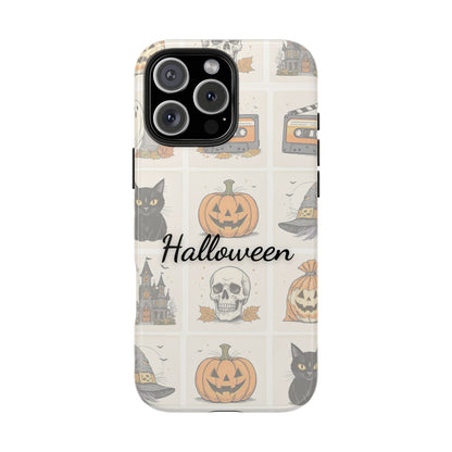 Halloween Phone Case, Spooky Cell Phone Cover, Cute Tough Case for Fall, Perfect for Halloween Lovers, Gift for Her, Cat and Pumpkin Design