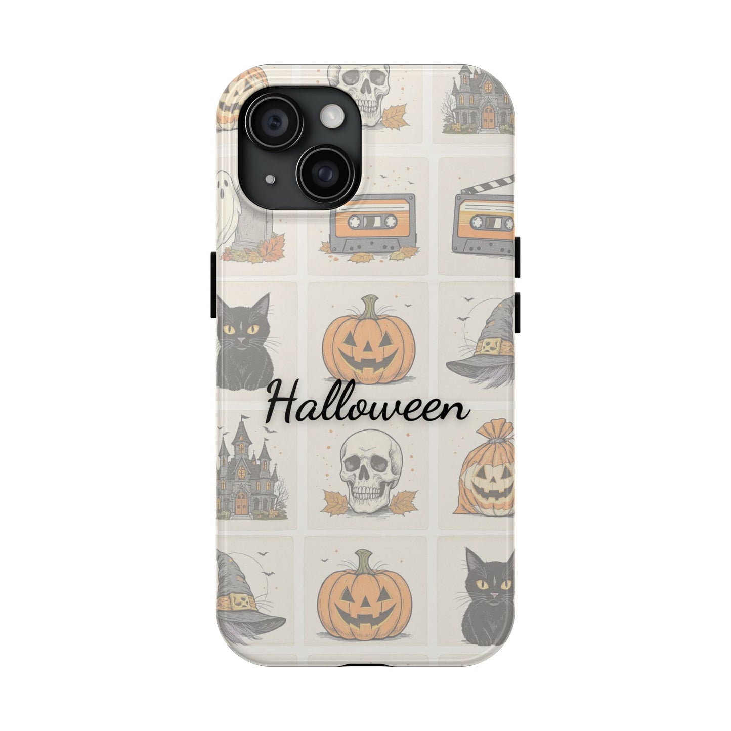 Halloween Phone Case, Spooky Cell Phone Cover, Cute Tough Case for Fall, Perfect for Halloween Lovers, Gift for Her, Cat and Pumpkin Design