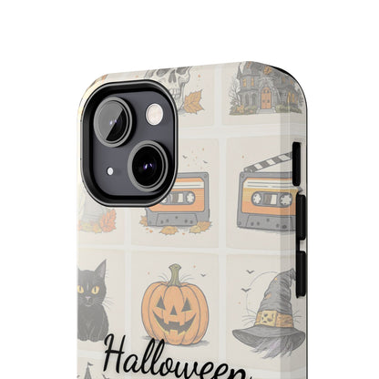 Halloween Phone Case, Spooky Cell Phone Cover, Cute Tough Case for Fall, Perfect for Halloween Lovers, Gift for Her, Cat and Pumpkin Design