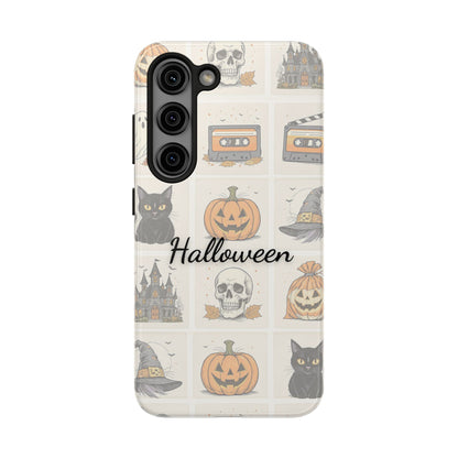 Halloween Phone Case, Spooky Cell Phone Cover, Cute Tough Case for Fall, Perfect for Halloween Lovers, Gift for Her, Cat and Pumpkin Design