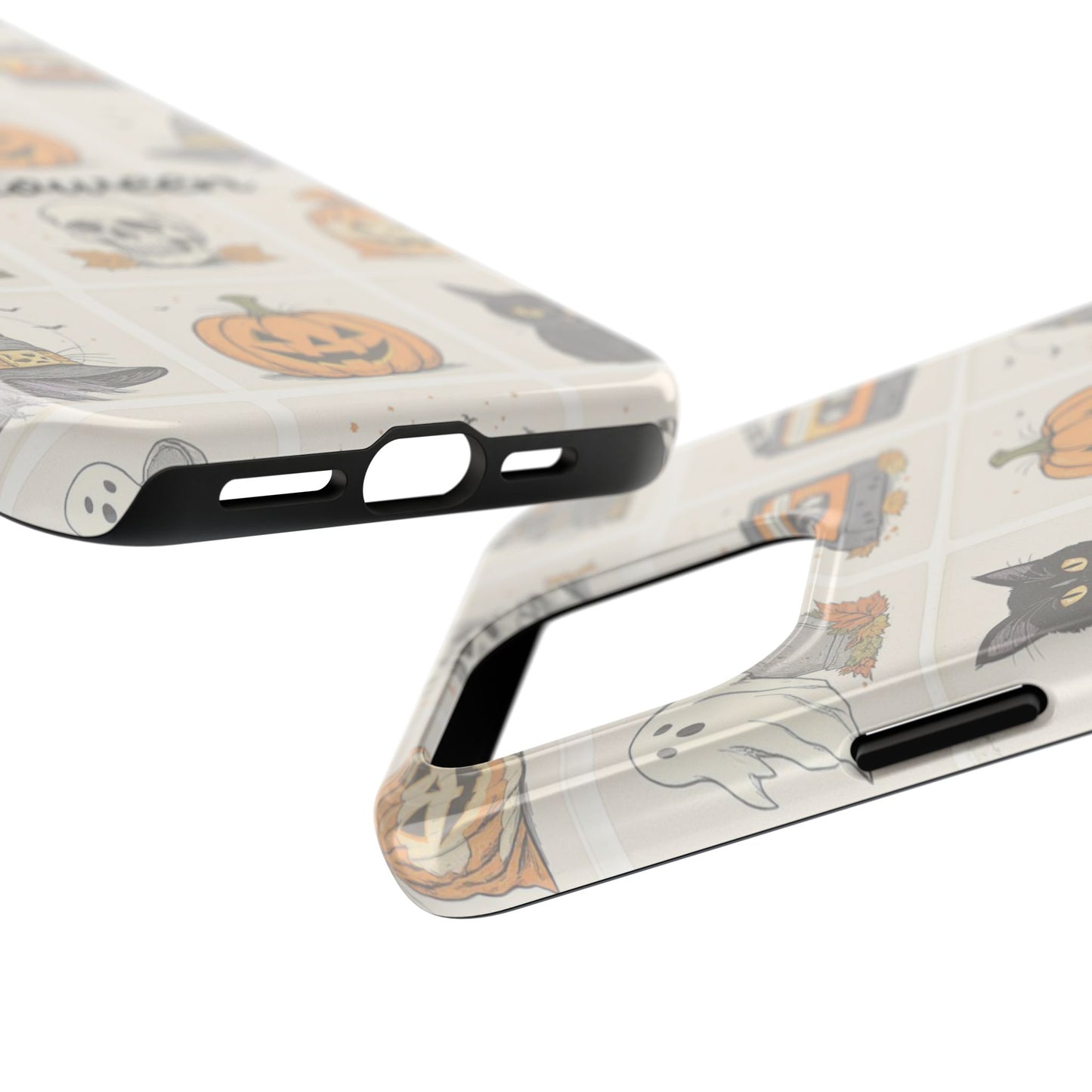 Halloween Phone Case, Spooky Cell Phone Cover, Cute Tough Case for Fall, Perfect for Halloween Lovers, Gift for Her, Cat and Pumpkin Design