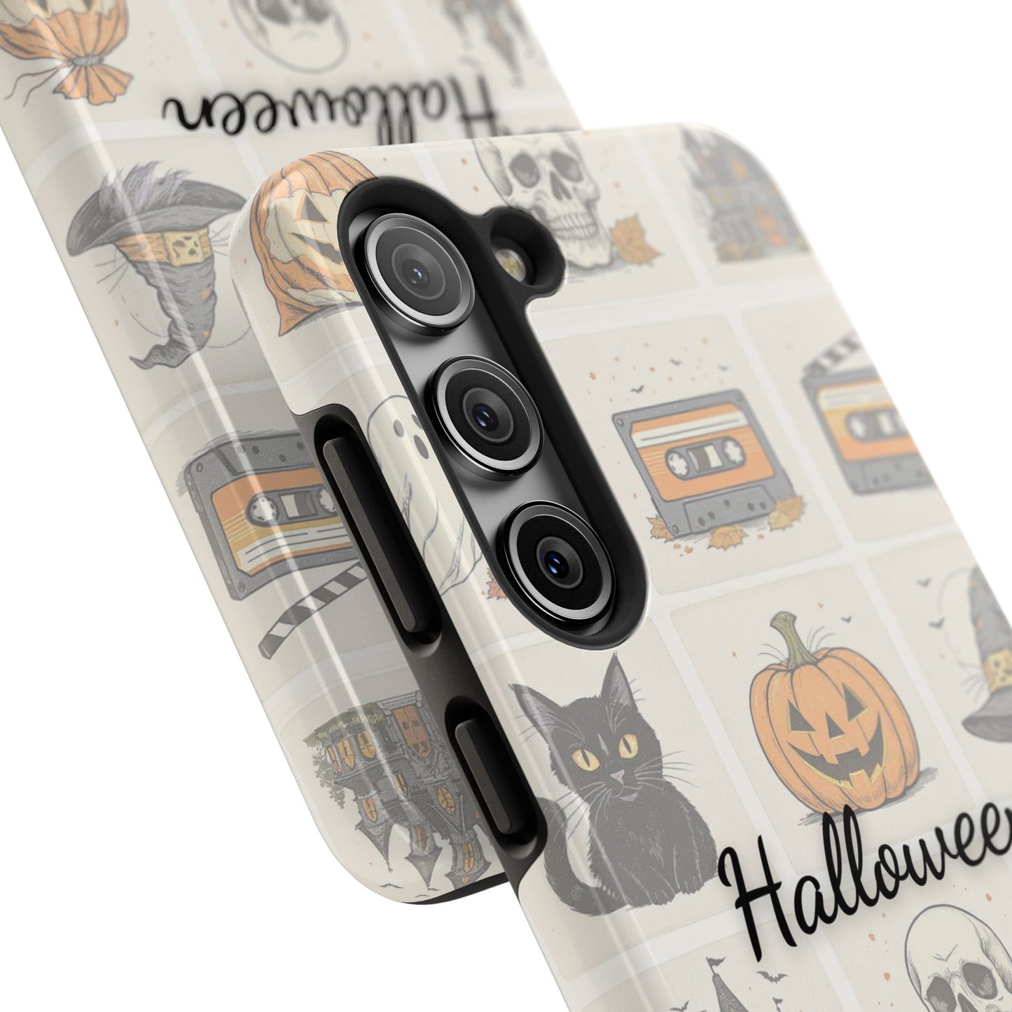 Halloween Phone Case, Spooky Cell Phone Cover, Cute Tough Case for Fall, Perfect for Halloween Lovers, Gift for Her, Cat and Pumpkin Design